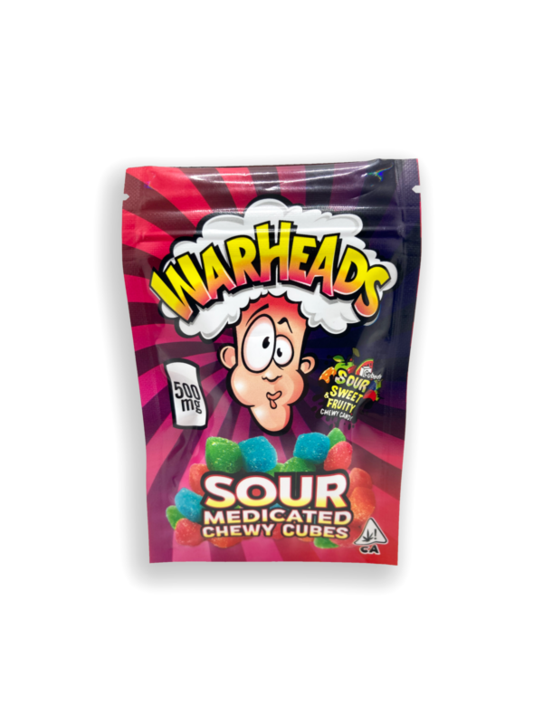 No smoke? No problem! We cater to those who wish to ingest their cannabis. EACH PACK OF WARHEADS SOUR CHEWY CUBES IS INFUSED WITH 500mg of 98.99% Pure Delta 9, THC Distillate.