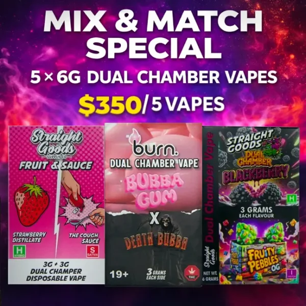 Mix and Match Special - 5 x 6g Dual Chamber Vapes - Image 1