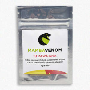 Strawberry Banana, also known as "Strawnana" for short, is an indica marijuana strain developed by DNA Genetics in collaboration with Serious Seeds. A genetic cross of Crockett’s Banana Kush and the “Strawberry” phenotype of Bubble Gum, Strawberry Banana inherited a sweet, fruity flavor, hence the name. Known for its heavy resin production and high-THC content, Strawberry Banana produces happy, peaceful effects that sharpen creativity and sensory awareness.
