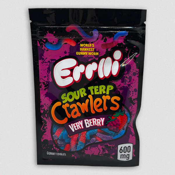 Medicated Erlli gummies are carefully dosed with 600mg THC of the premium cannabis products. Whether you just need to take the edge off and unwind on your couch or you are going on an adventure, these Sour Sour Terp Crawlers Very Berry are the perfect edible