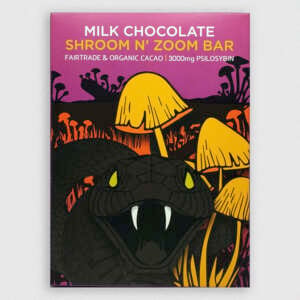 Mamba Milk Chocolates | Shroom N' Zoom Bar is the perfect way to get to Mars on a Budget! Made with 3000mg of Golden Teacher Mushrooms, this bar combines the best of both worlds – delectable Milk chocolate and powerful psychedelic effects from psilocybin. With its smooth texture, rich flavor and bold taste, Mamba Milk Chocolates will take you on a triumphant journey for an excitingly new experience. Let Mamba's Shroom N' Zoom Milk Chocolate Bar unleash your full potential and make every bite an unforgettable moment!