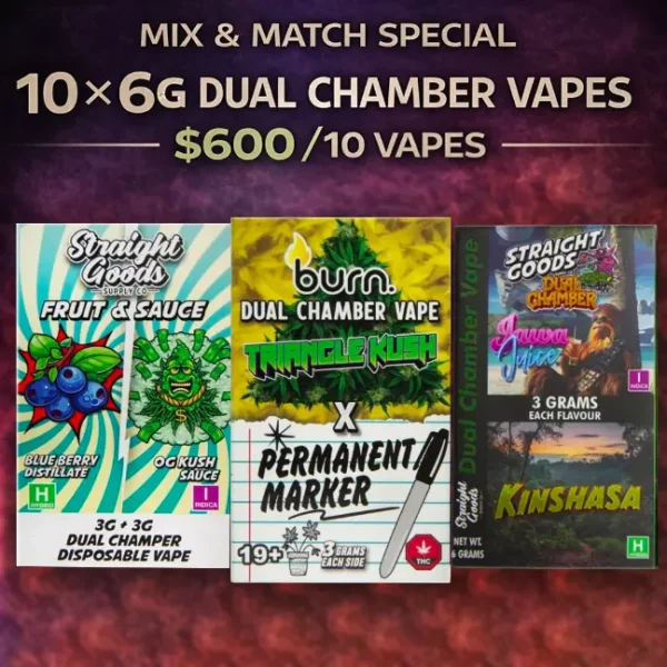 Mix and Match Special - 10 x 6g Dual Chamber Vapes - Image 1