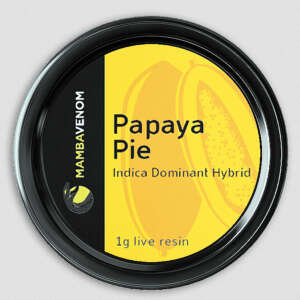 Papaya Pie is an indica-dominant hybrid cannabis strain that is known for producing a mental calmness, though many consumers also find that this strain makes them energetic and productive. Nirvana Seeds bred this to be their take on a Mango strain and crossed Citral #13 with Ice #2 to make their own fruit. They met their own challenge and Papaya smells uncannily like its namesake. The taste is similar to its tropical fruit counterpart, but a spicy, peppery side also becomes apparent. The plants stay fairly short and thin, producing lots of fluffy buds with papaya-orange hairs in 8 or 9 weeks.