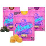 Unleash the powerful delight of Assorted Atomic Wheelchair Minis – a tantalizing medley of THC-infused gummies that brings you an unmatched edible experience. Each 1200mg pack features a selection of four mini gummies, each infused with a potent 300mg dose of THC oil. These high-strength edibles are meticulously crafted to deliver effective and long-lasting results. Available in the rich, natural flavors of black cherry, grape, and peach-mango, Atomic Wheelchair Minis take you on a unique flavor journey. Every bite delivers a burst of fruity goodness, enhancing the enjoyment of your edible experience. These assorted gummies blend mouth-watering taste with premium THC oil to provide an immersive journey that's both delicious and powerful. Infused with potent THC oil, these mini gummies are known for their efficacy and consistent results. Each piece is a ticket to a potent experience that pleases the senses while delivering the effects you crave. They are perfect for both seasoned cannabis users who appreciate a high-dose edible and new users who want a reliable and tasty option to explore the benefits of THC.